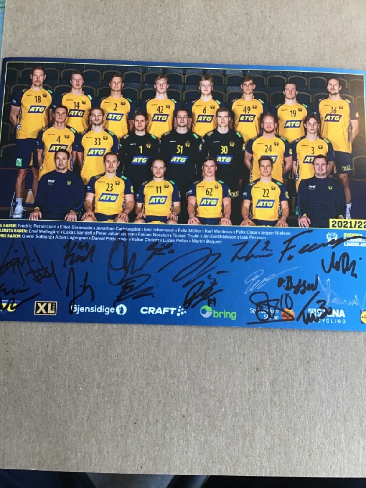 Handball Team Sweden 🇸🇪 Winner EURO 2022, Teamphoto 2021/22 hand signed