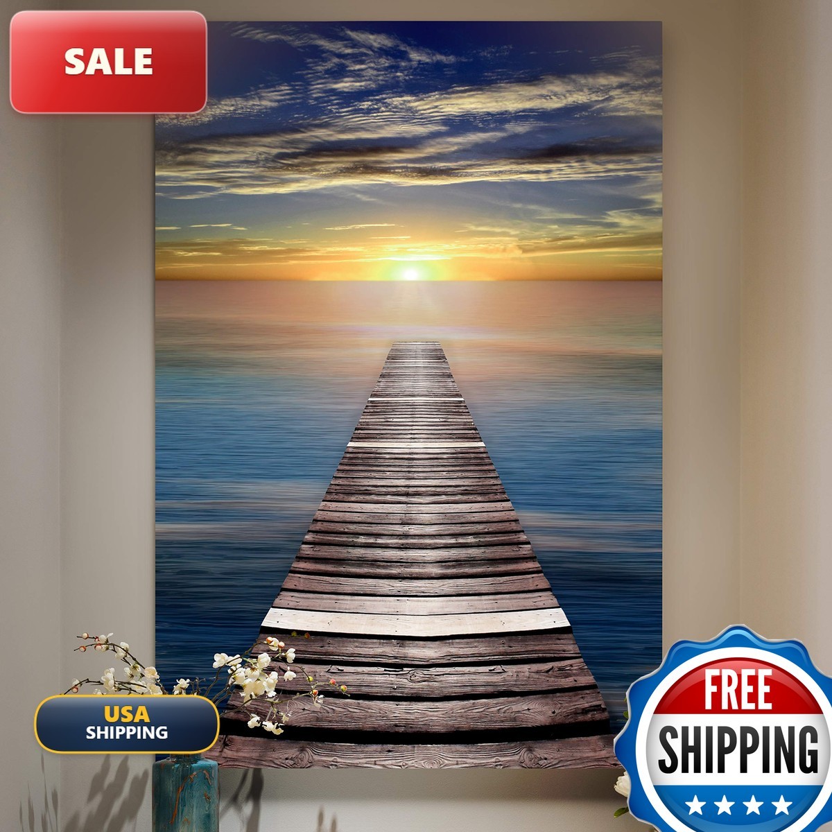 Renditions Gallery Canvas Wall Art Calm Caribbean Dusk 32