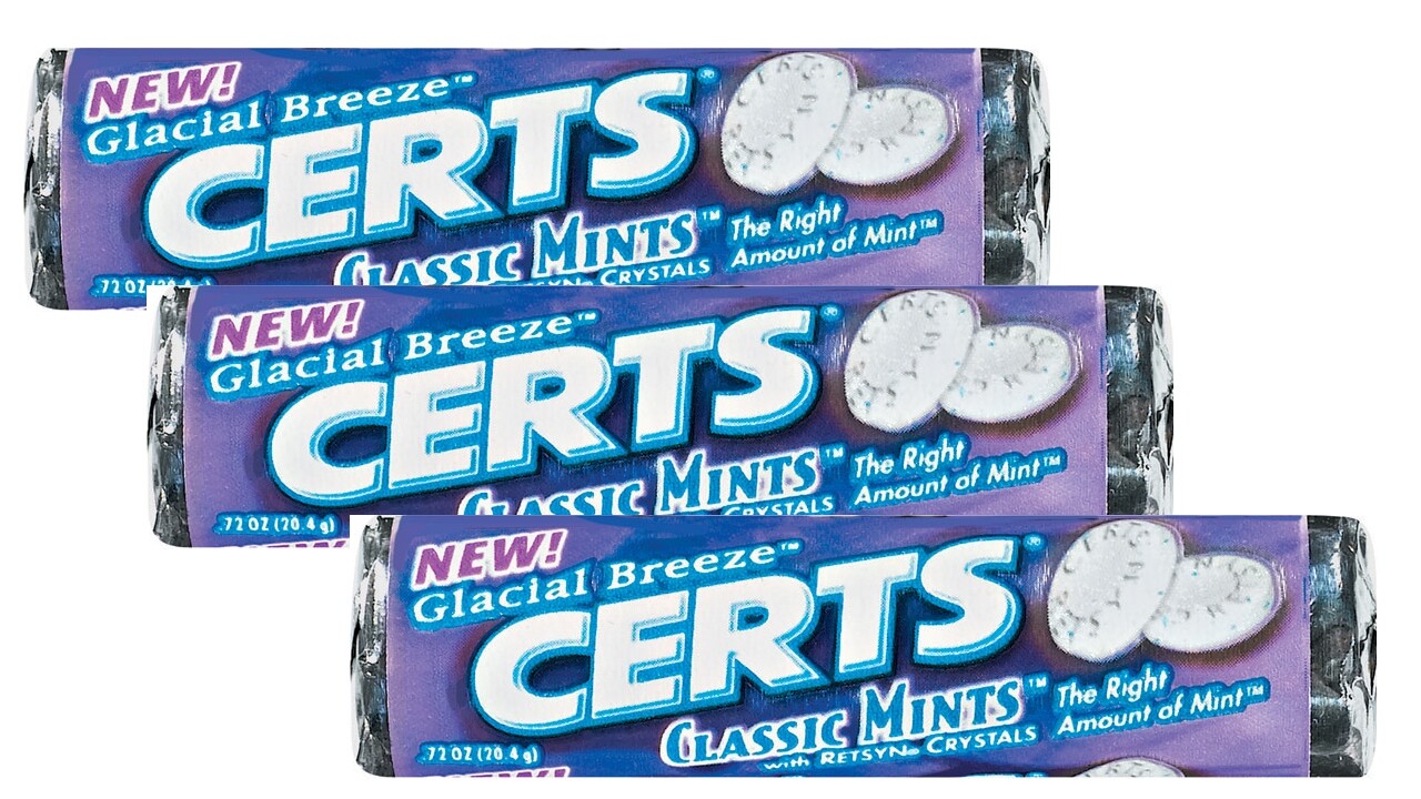 Certs Mints Glacial Breeze Classic Mints 3 Rolls DISCONTINUED Certs Mints Glacial Breeze Classic Mints 3 Rolls DISCONTINUED