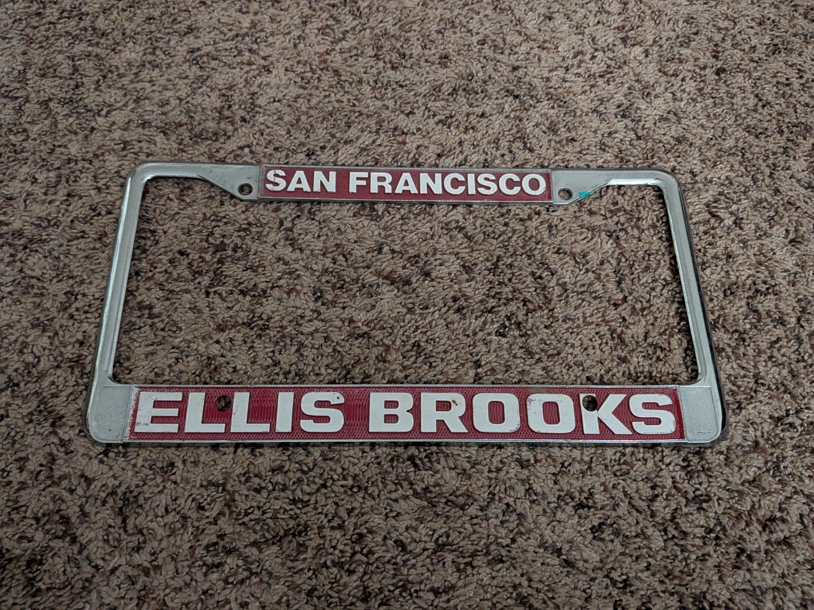 RARE San Francisco California Ellis Brooks Chevrolet Chevy License Plate Frame RARE San Francisco California Ellis Brooks Chevrolet Chevy License Plate Frame