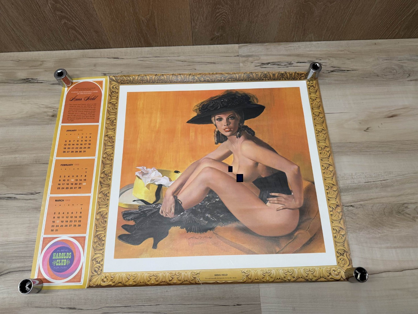 Vintage Harold\'s Club Casino Reno 1969 Calendar Pinup Girl Poster 20\ Vintage Harold\'s Club Casino Reno 1969 Calendar Pinup Girl Poster 20\