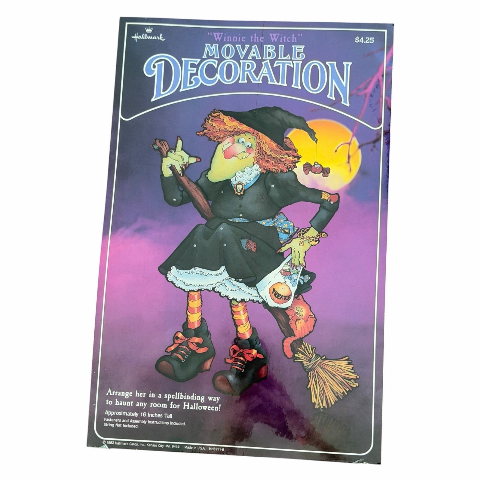 NEW 1982 Vintage Hallmark Winnie The Witch Halloween Decoration Cutout 16”