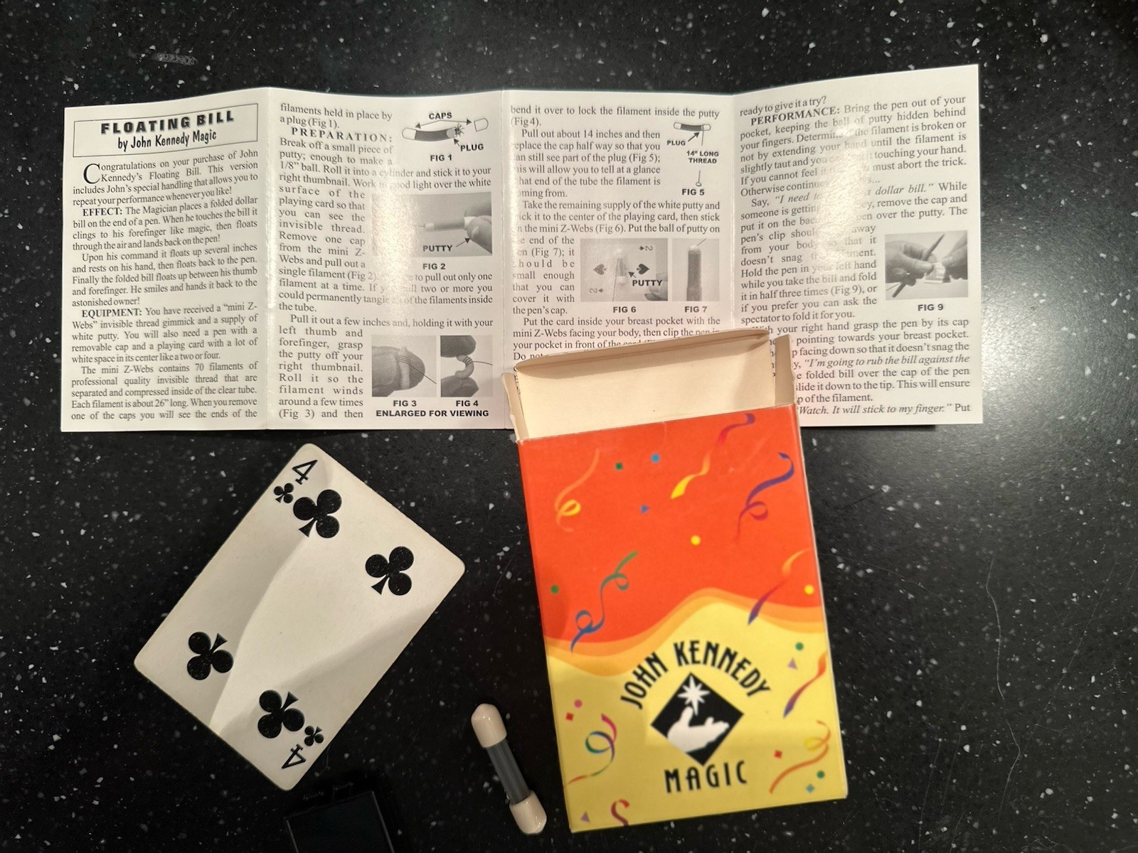 Vintage John Kennedy Floating Bill Magic Trick Unused NOS - Pliable Putty