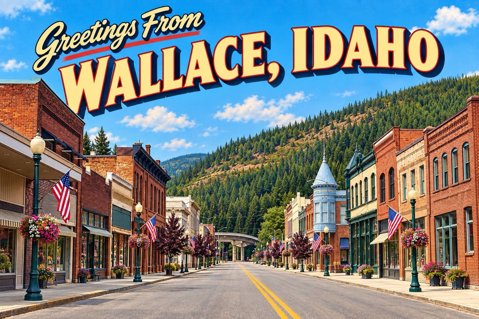 Greetings From Wallace, Idaho Modern Large Letter Postcard 4x6 E243