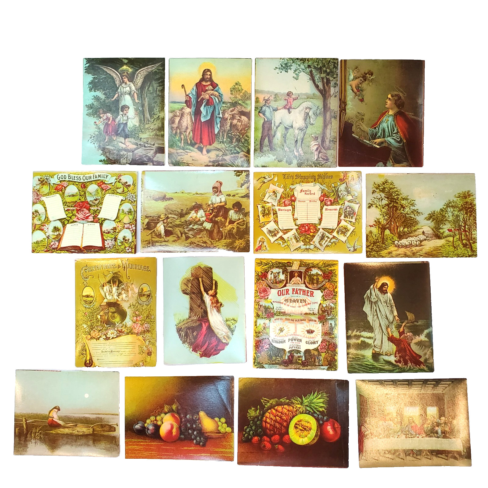 Vintage Catholic Holy Cards Family Record Lot of 16 Antique Devotional Ephemera Vintage Catholic Holy Cards Family Record Lot of 16 Antique Devotional Ephemera