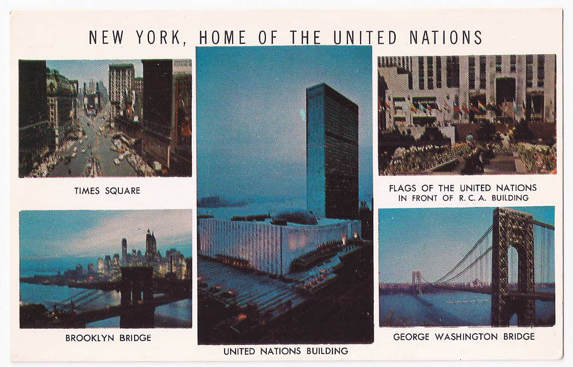 New York Home of the United Nations - Multi View Vintage Postcard New York Home of the United Nations - Multi View Vintage Postcard