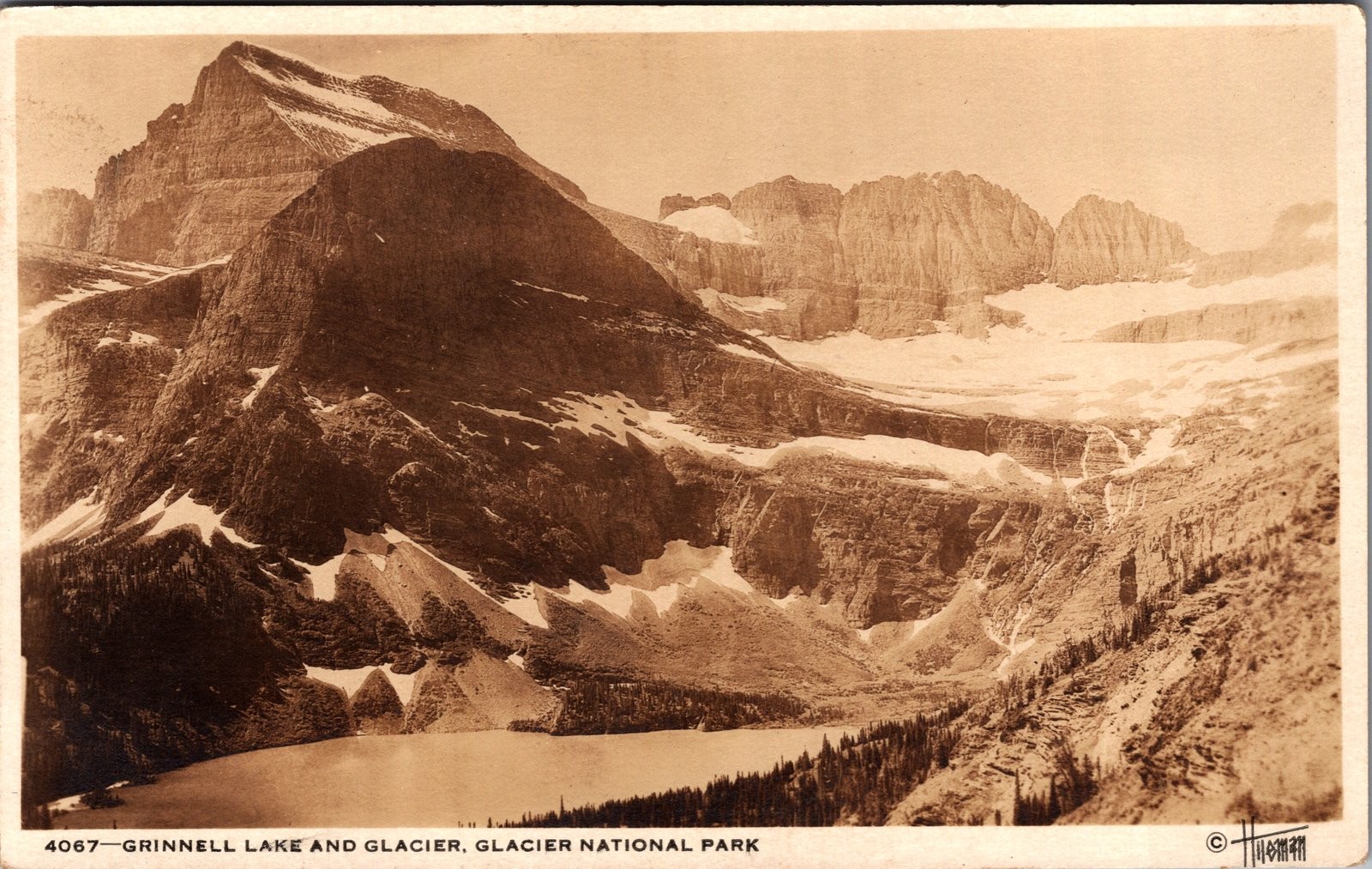 1920s RPPC Grinnell Lake and Glacier Glacier National Park Hileman Postcard 1920s RPPC Grinnell Lake and Glacier Glacier National Park Hileman Postcard