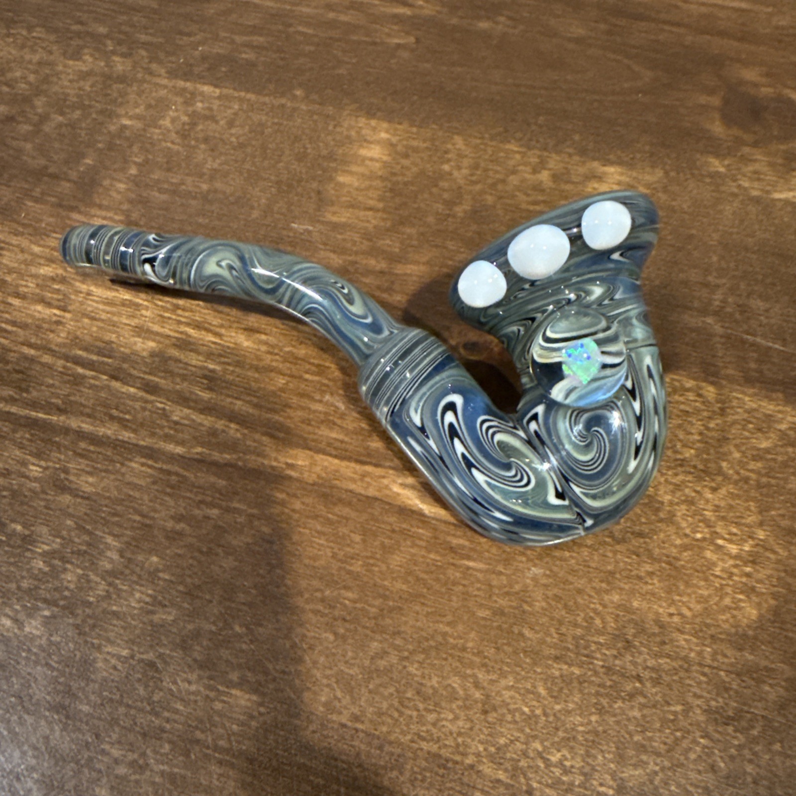 High end USA Hand Made Heady Glass Wigwag Sherlock Pipe Opal Dot Heady NEW 350 High end USA Hand Made Heady Glass Wigwag Sherlock Pipe Opal Dot Heady NEW 350