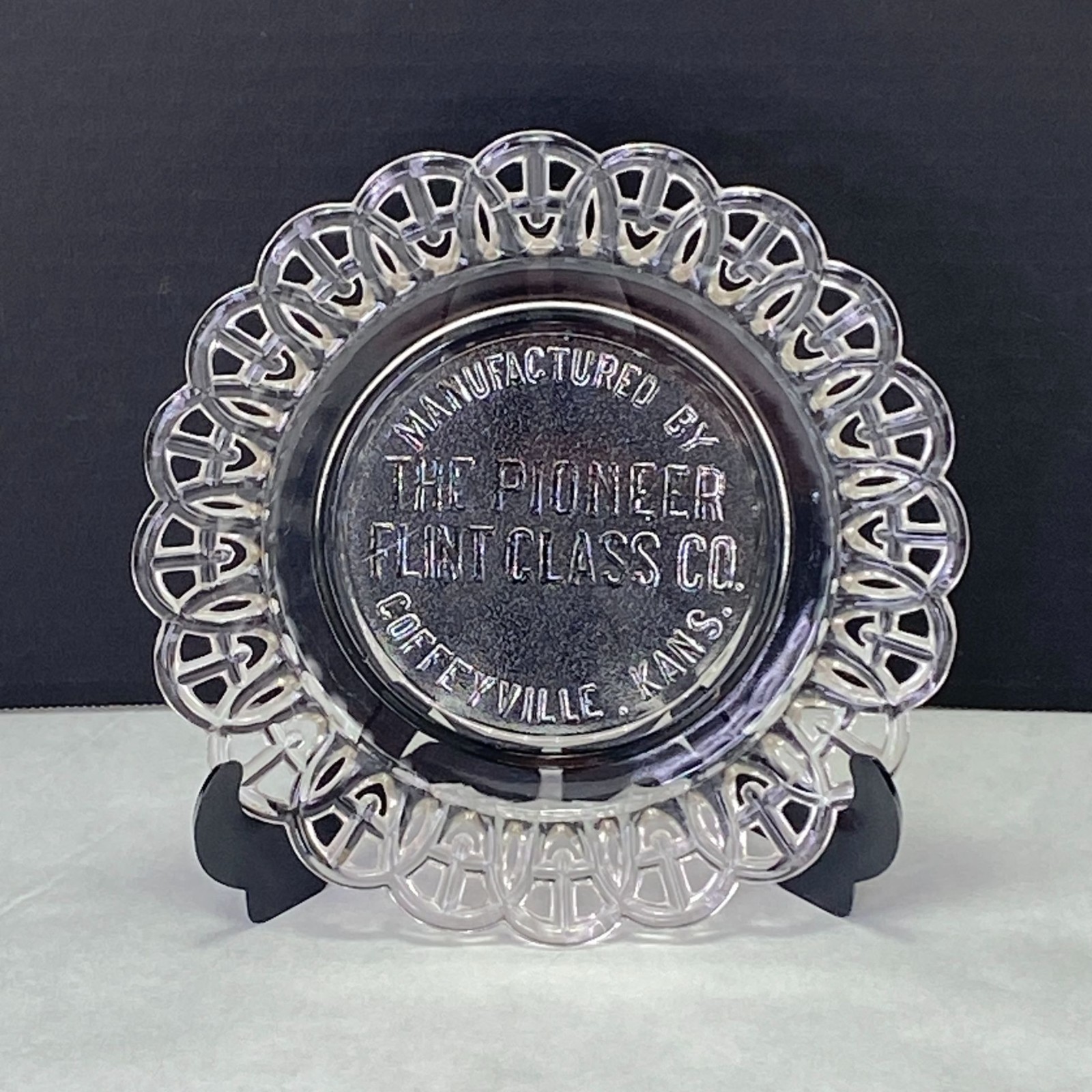 Vintage The Pioneer Flint Glass CO Advertising Plate