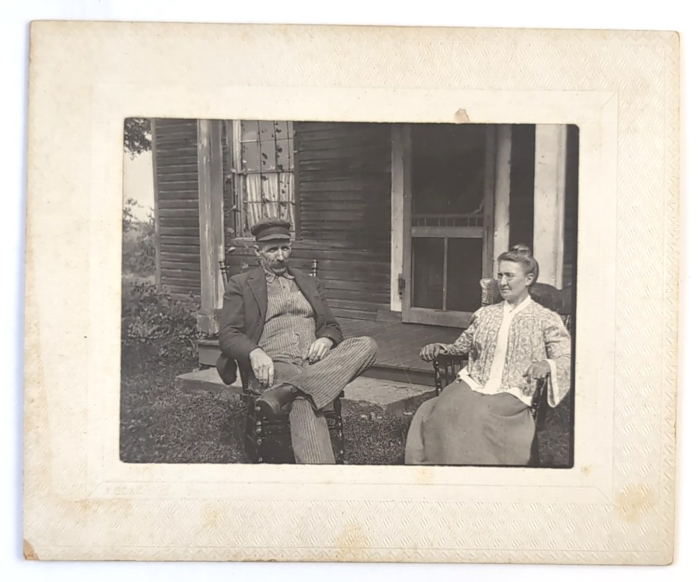 1900\'s Vintage Photograph, Old Man & Woman Rocking Chairs On Front Lawn, 4x3 1900\'s Vintage Photograph, Old Man & Woman Rocking Chairs On Front Lawn, 4x3