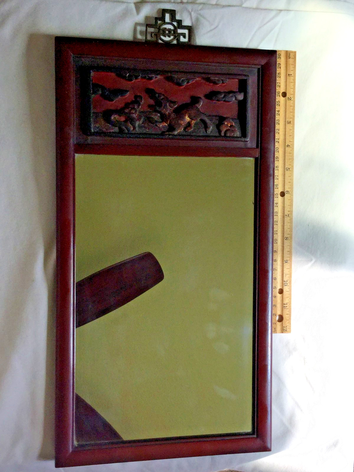 Vintage Chinese Carved Wood Wall Mirror Asian Rosewood Shou Brass Hanger 17 Vintage Chinese Carved Wood Wall Mirror Asian Rosewood Shou Brass Hanger 17