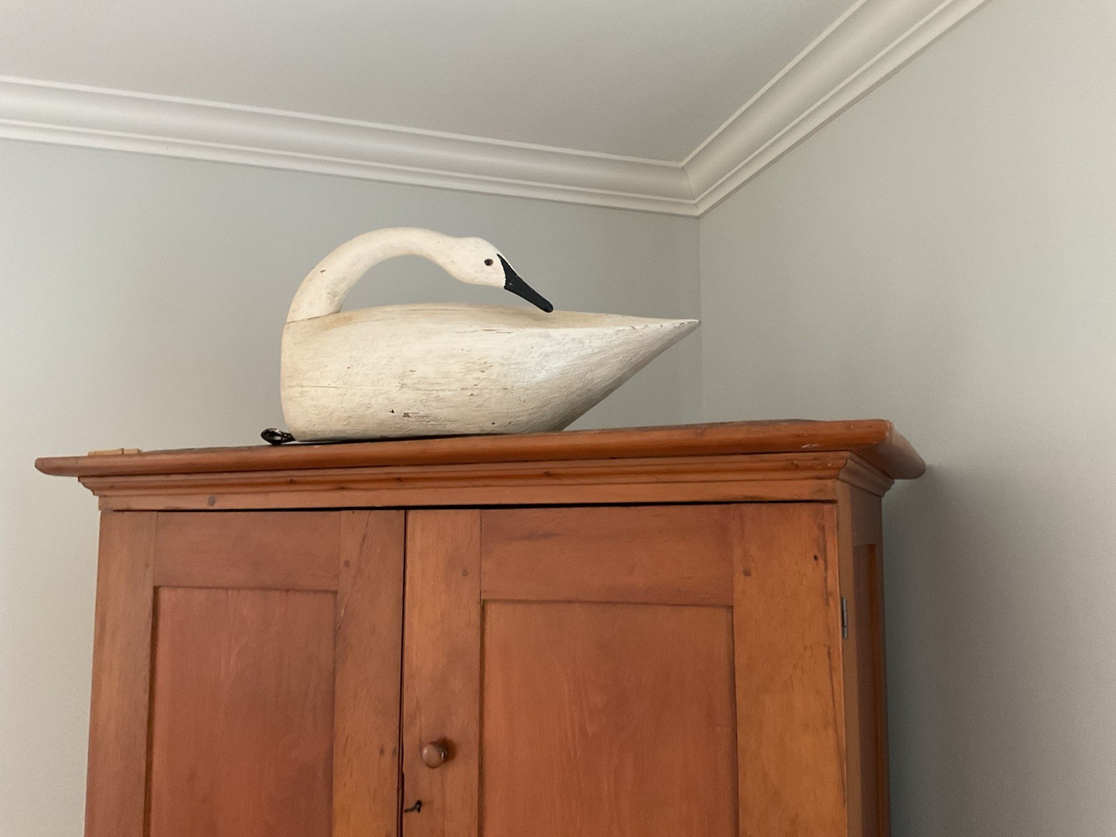 Vintage F&S (Fred Schieber) Large Swan Decoy Wood Sculpture w Glass Eyes (Nice) Vintage F&S (Fred Schieber) Large Swan Decoy Wood Sculpture w Glass Eyes (Nice)
