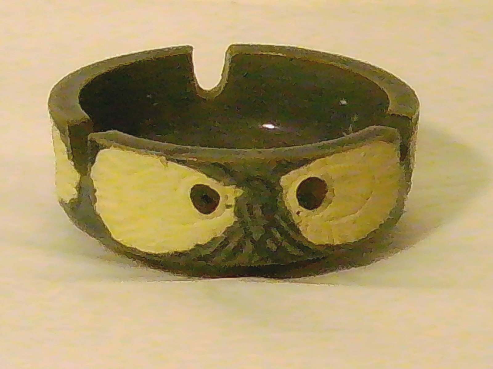 Vintage 70\'s Retro  Stoneware Pottery Art Ashtray  Owl Eyes Design