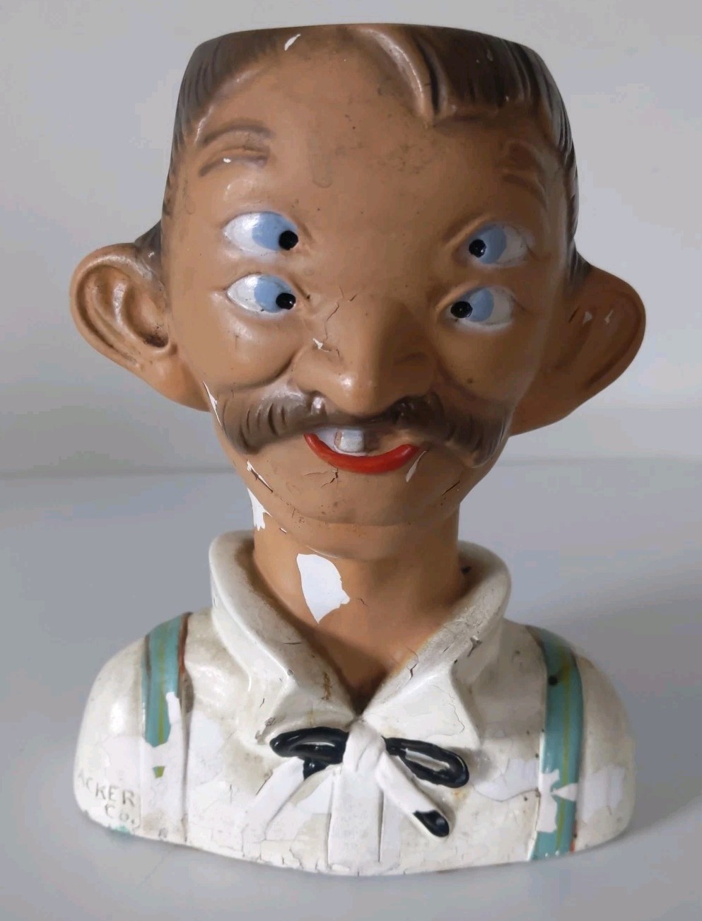 Vintage Alexander Backer ABCO 2 Faced 4 Eyed Drunk Man Chalk Ware Vintage Alexander Backer ABCO 2 Faced 4 Eyed Drunk Man Chalk Ware