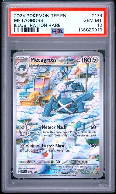 PSA 10 2024 POKEMON TEF EN-TEMPORAL FORCES #178 METAGROSS ILLUSTRATION RARE