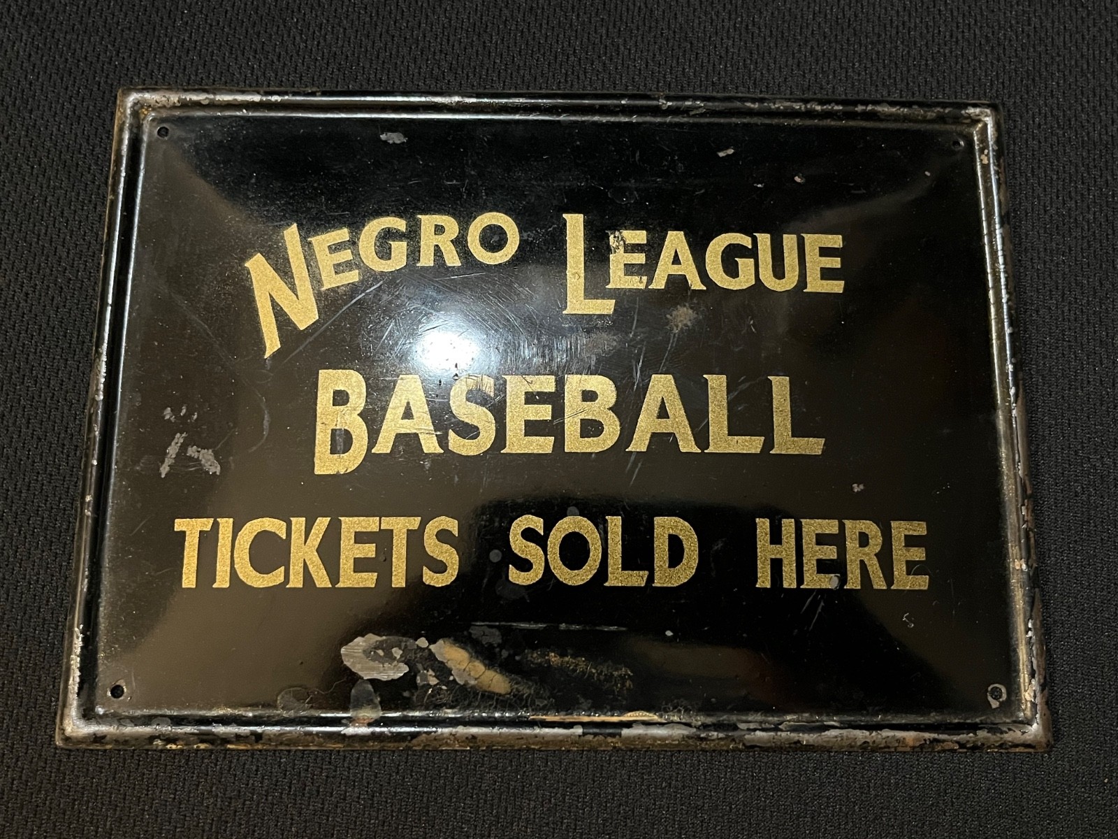 Negro League Baseball Sign -Tickets Sold Here -Tin -RARE Antique -ca 1920-1948