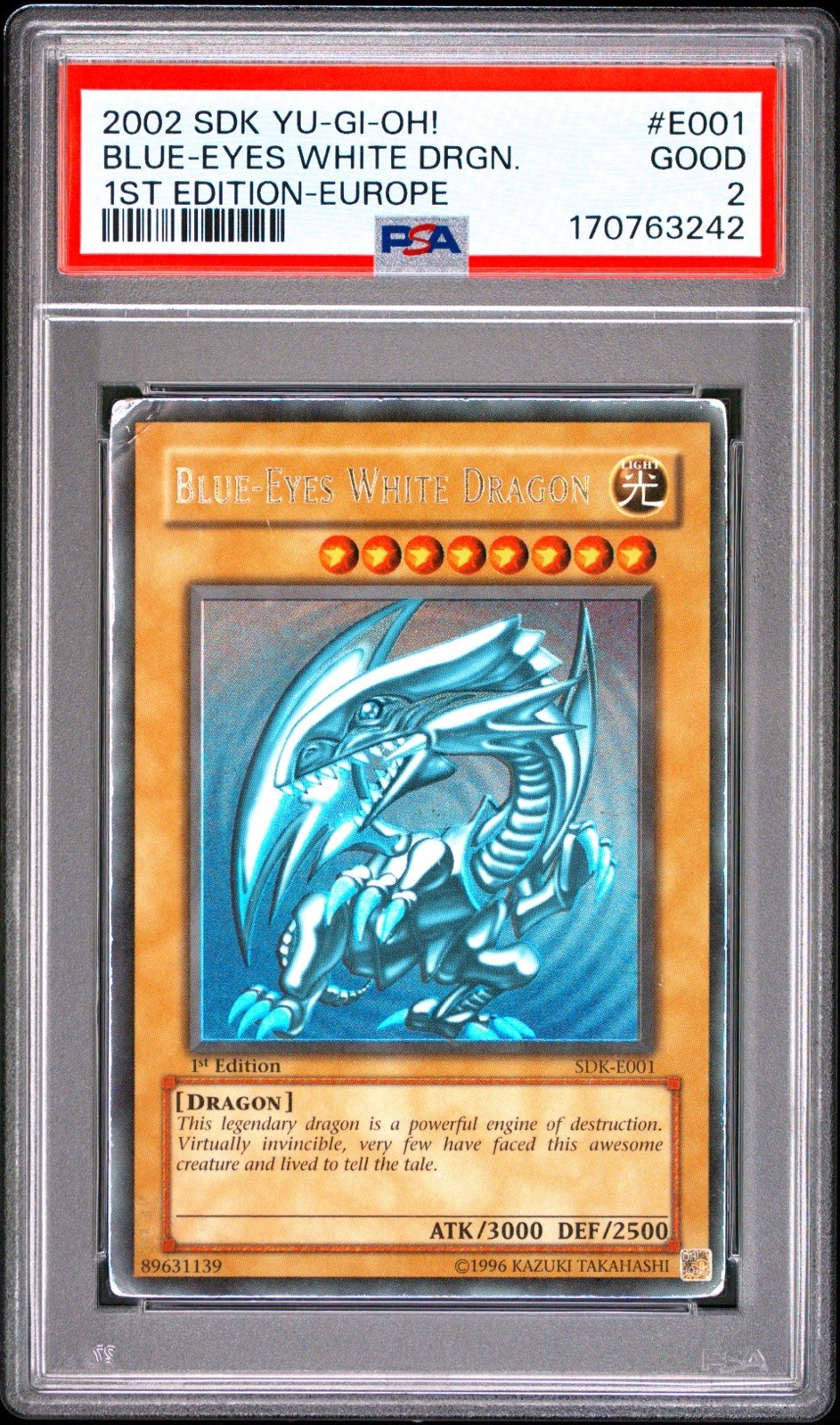Yu-Gi-Oh Blue-Eyes White Dragon Europe SDK-E001 1st Ed PSA 2 Yu-Gi-Oh Blue-Eyes White Dragon Europe SDK-E001 1st Ed PSA 2