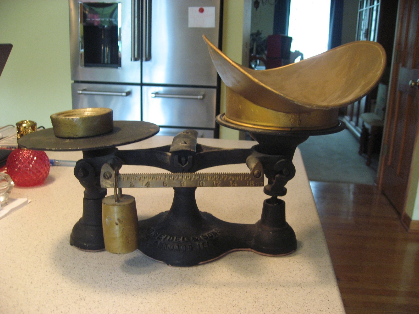 Vtg AD Seidel & Sons Cast Iron Counter Balance Scale No. 1 Beauty + 1lb Weight Vtg AD Seidel & Sons Cast Iron Counter Balance Scale No. 1 Beauty + 1lb Weight