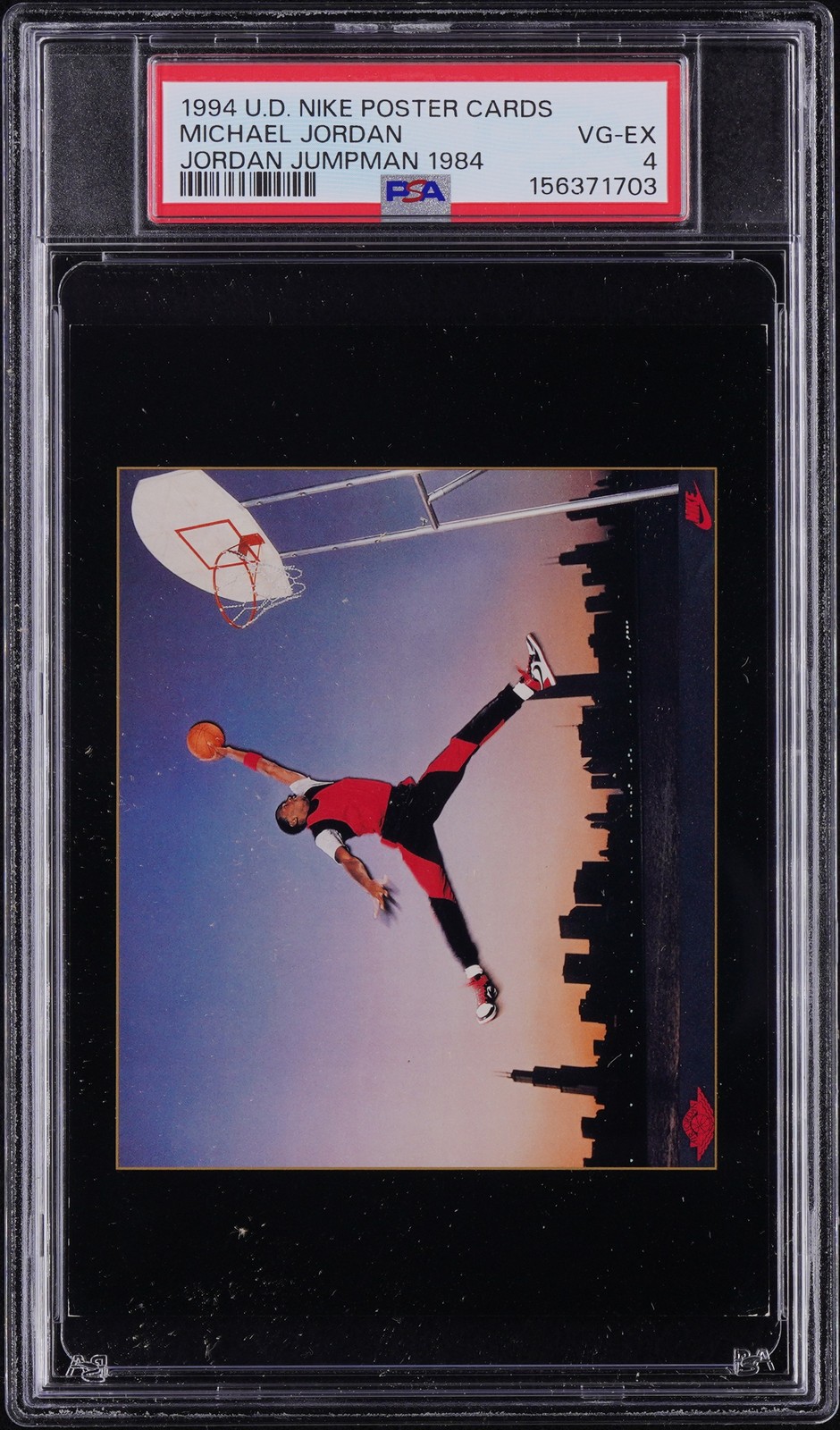 1994 UD NIKE POSTER CARDS JORDAN JUMPMAN 1984 MICHAEL JORDAN PSA 4
