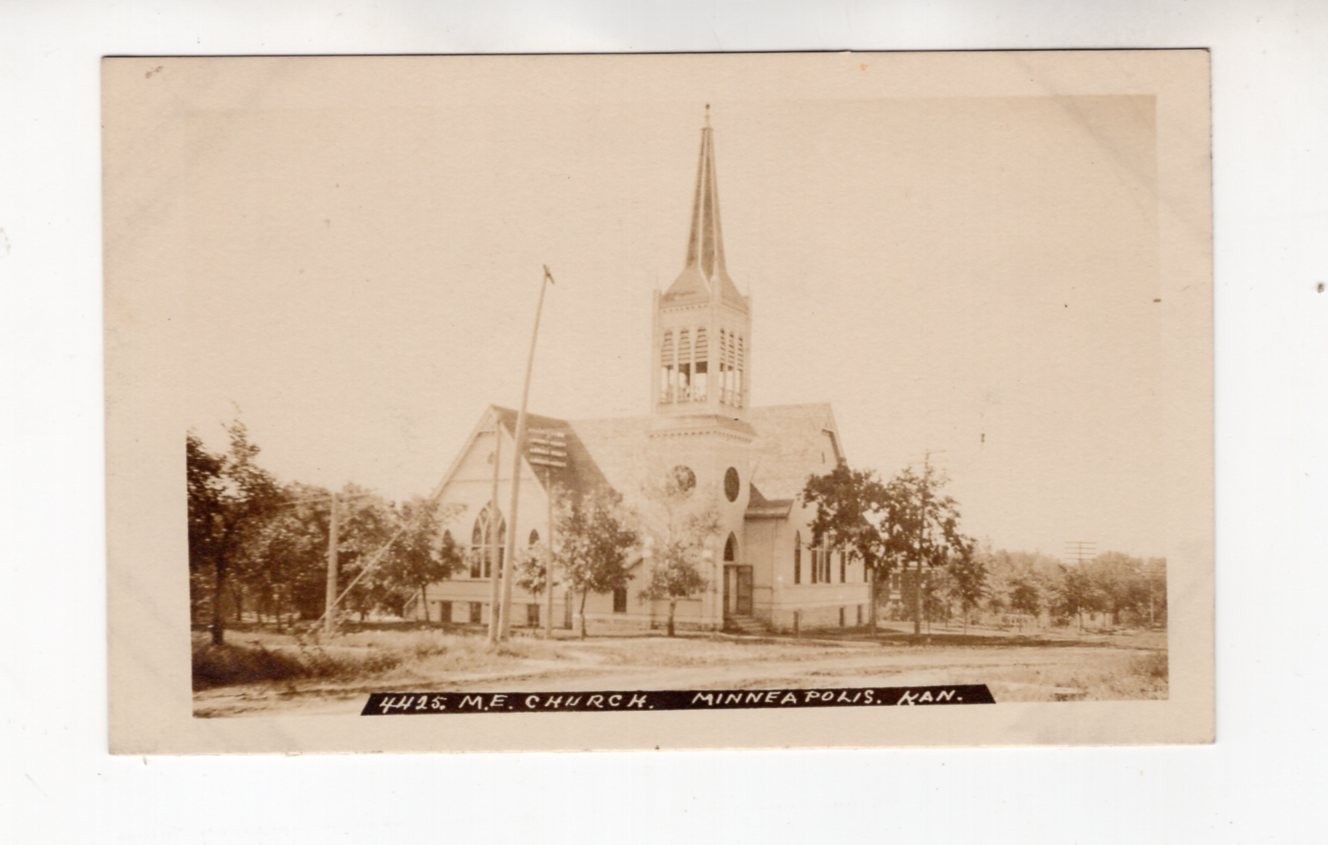 circa 1910 Real Photo Postcard / RPPC, M.E. Church, Minneapolis Kansas circa 1910 Real Photo Postcard / RPPC, M.E. Church, Minneapolis Kansas