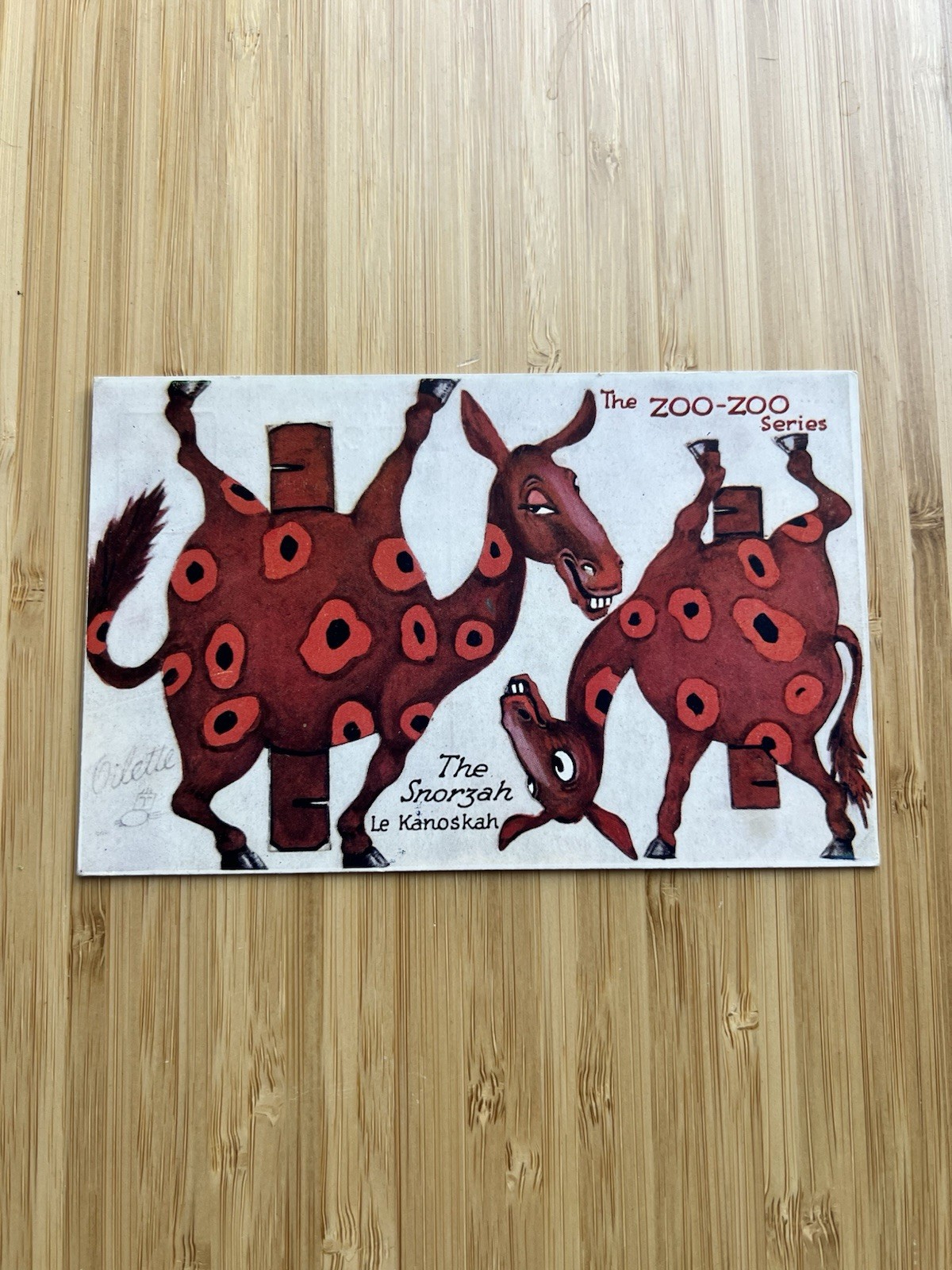 Raphael Tuck The Zoo-Zoo Series The Snorzah Le Kanoskah Cut-Out Postcard Raphael Tuck The Zoo-Zoo Series The Snorzah Le Kanoskah Cut-Out Postcard