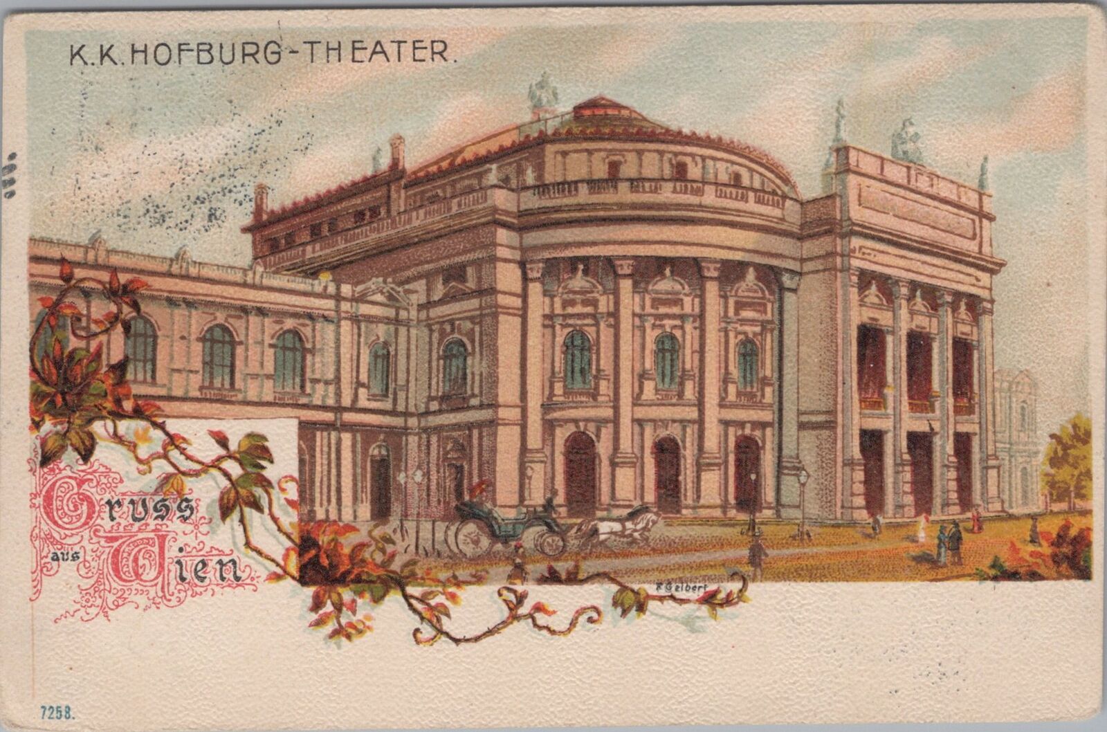K.K.Hofburg Theater Gruss Aus Wien 1900 Vienna Austria to St.Polten Postcard