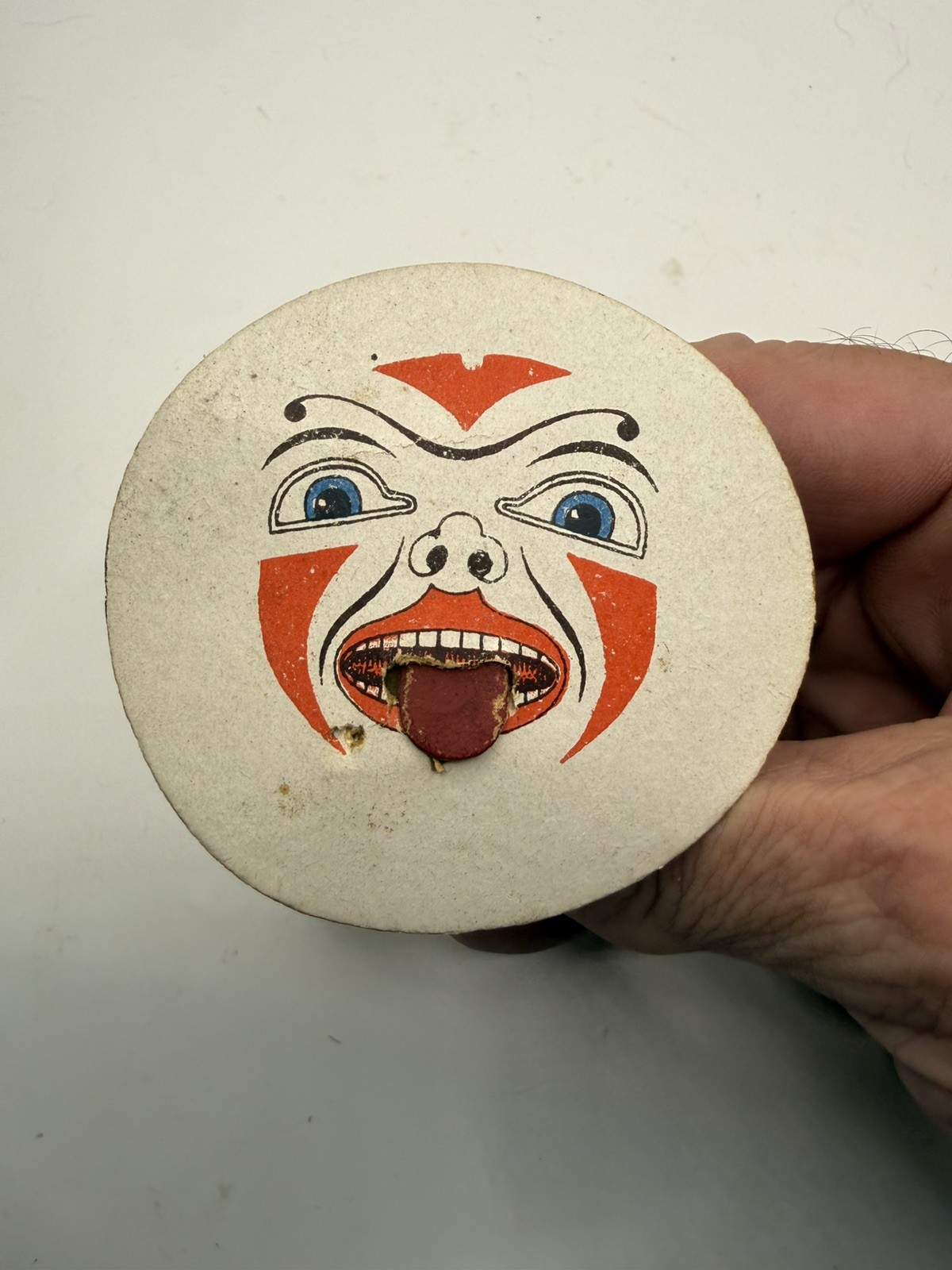 RARE Antique Halloween Toy with Ghoul Face & Mechanical Tongue, Germany 1910-20s RARE Antique Halloween Toy with Ghoul Face & Mechanical Tongue, Germany 1910-20s