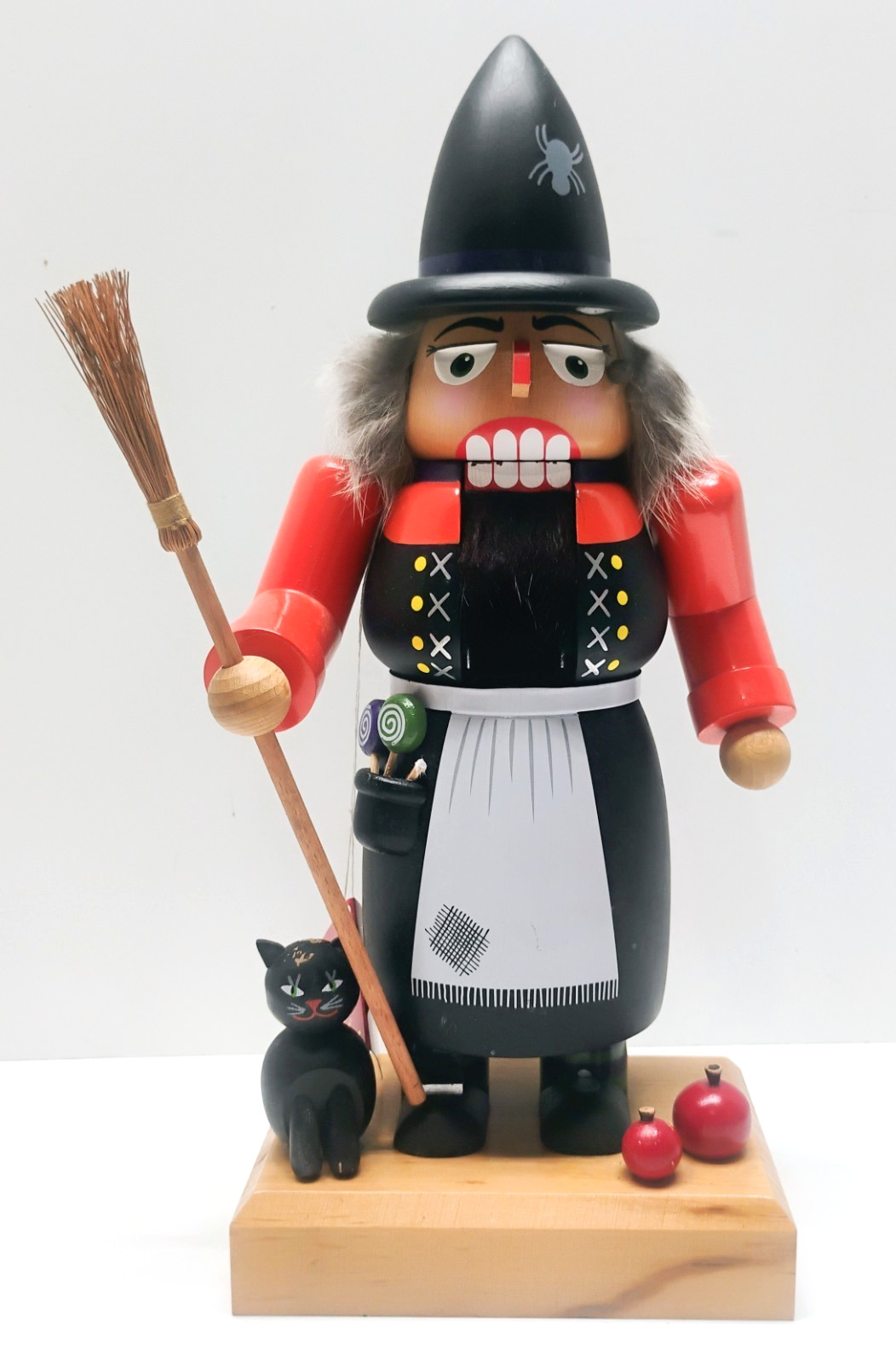 Rare 1995 E.M. Merck KWO Halloween Witch Nutcracker Black Cat Germany Folk Art Rare 1995 E.M. Merck KWO Halloween Witch Nutcracker Black Cat Germany Folk Art