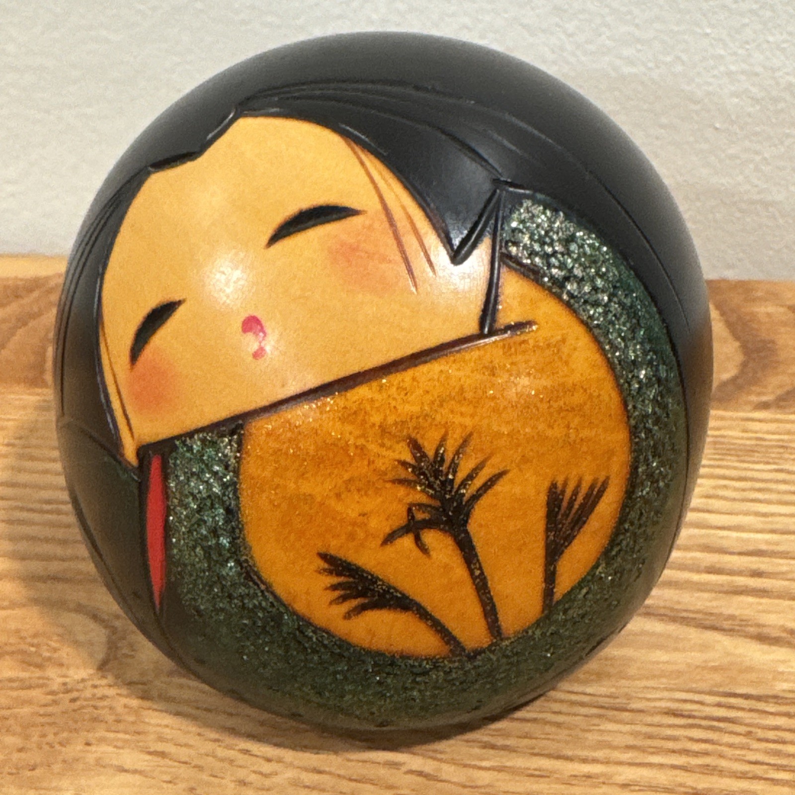 Vintage Japanese Hand-Carved Kokeshi Doll by Toshio Sekiguchi