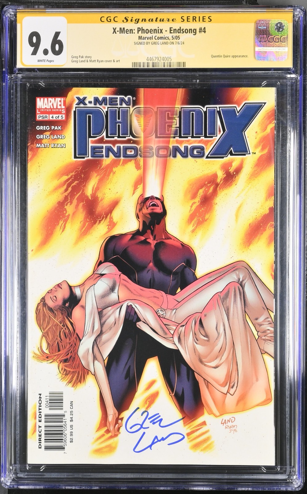CGC 9.6 X-Men Phoenix Endsong #4 Signed Greg Land Signature Series 2005 - MCU