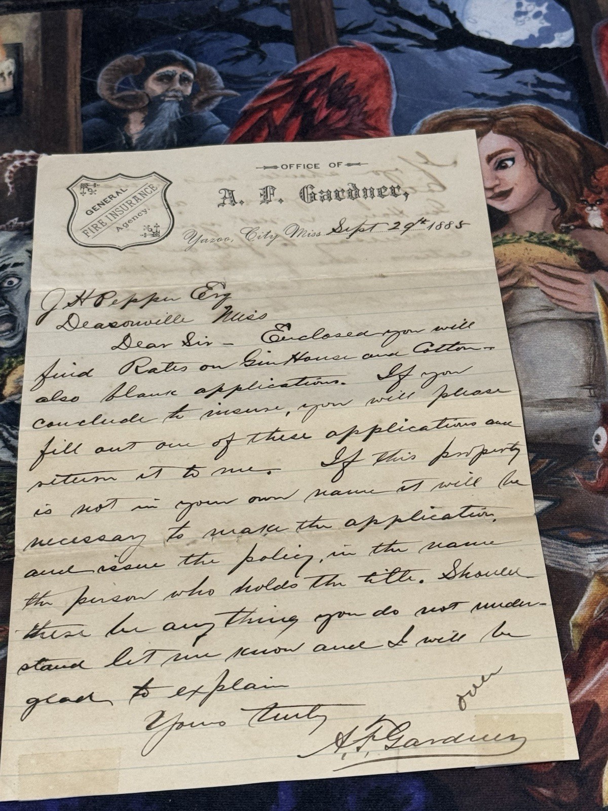 1885 Mississippi 2 Letters And 1 Application Regarding A Cotton Gin Ephemera