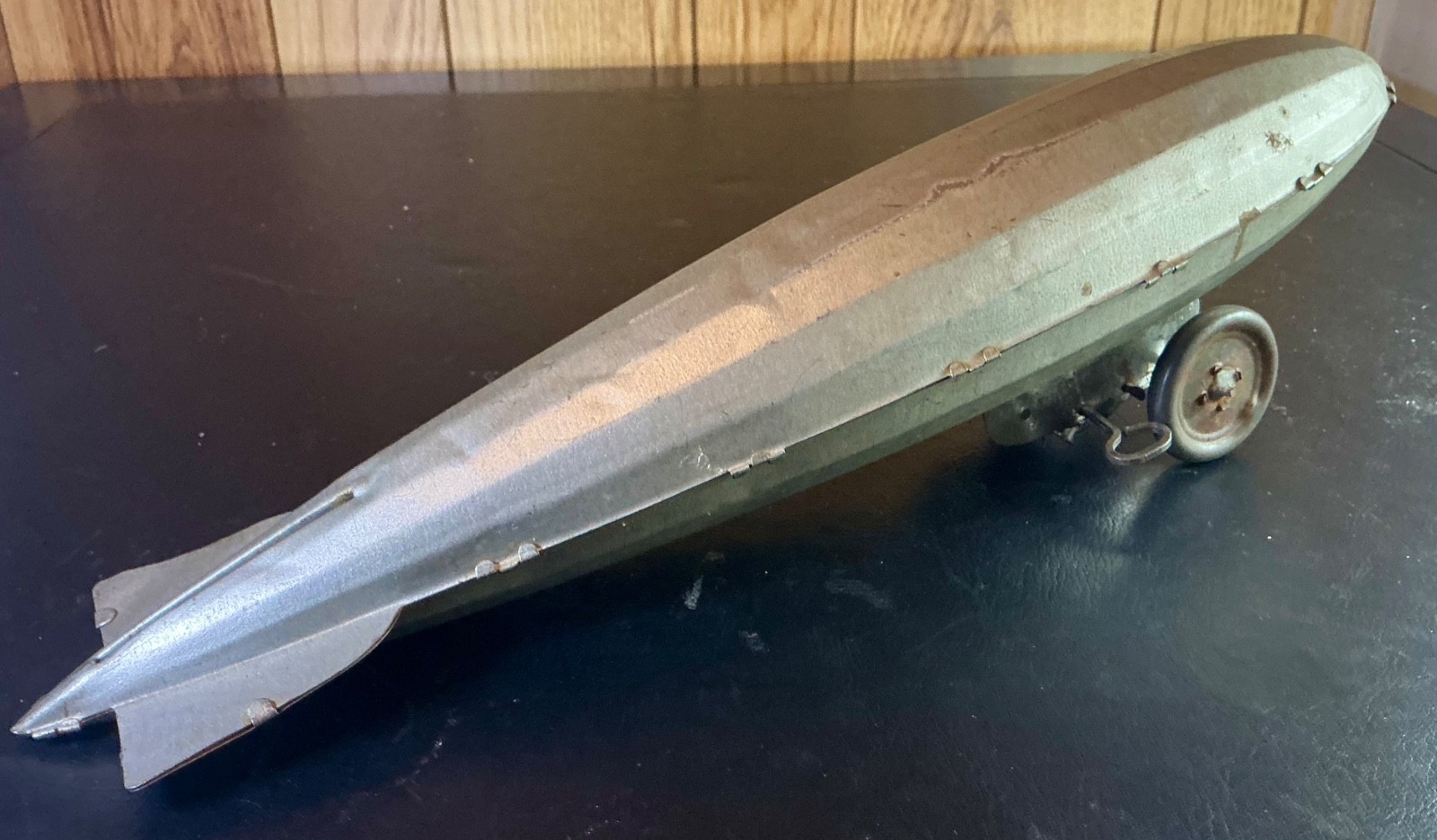 Antique 1930s Steelcraft Pressed Steel Graf Zeppelin Blimp Airship Pull Toy 17