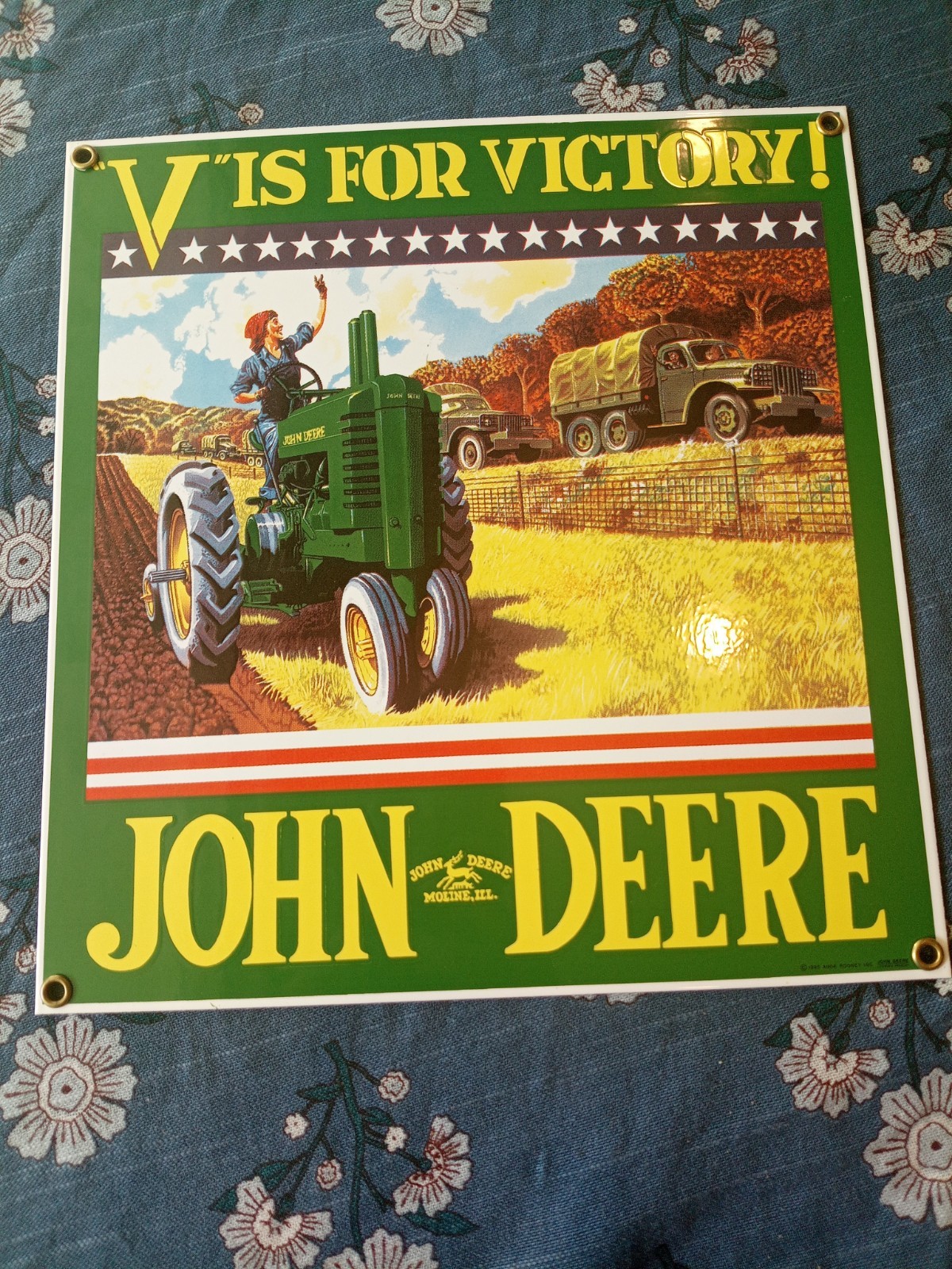 Vtg Ande Rooney Porcelain Sign John Deere Vtg Ande Rooney Porcelain Sign John Deere