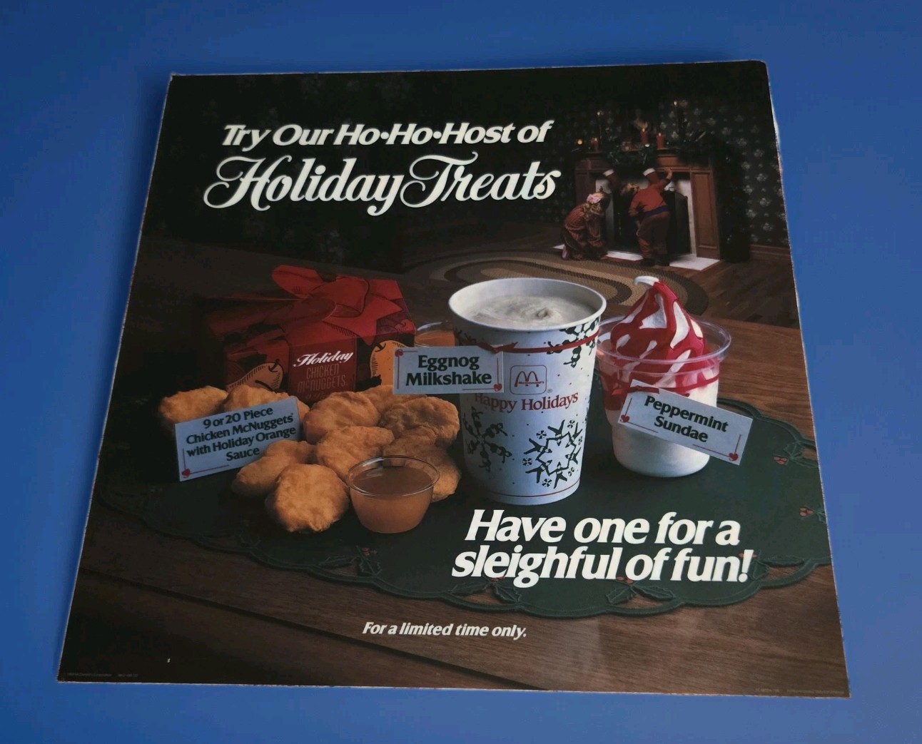1988 vintage McDonald\'s Translite Sign Try Our HoHo host of Holiday Treats 21.75