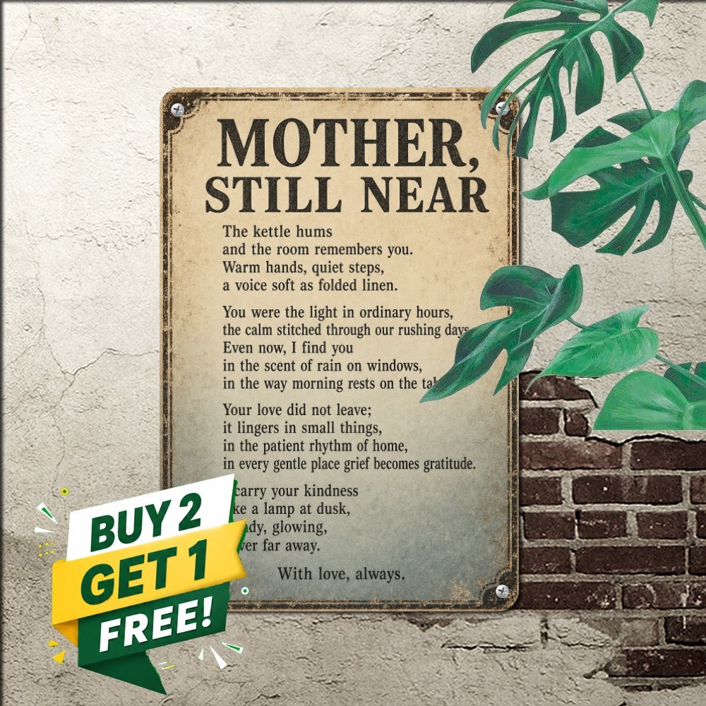 In Remembrance Of Mom Heartfelt Poetry Living Room Decor Metal Tin Sign 8x12