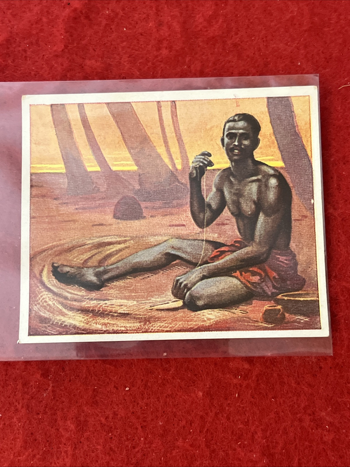 1930s Austria Munchen “Secret Powers” INDIAN FISHERMEN Tobacco Card #99   G-VG