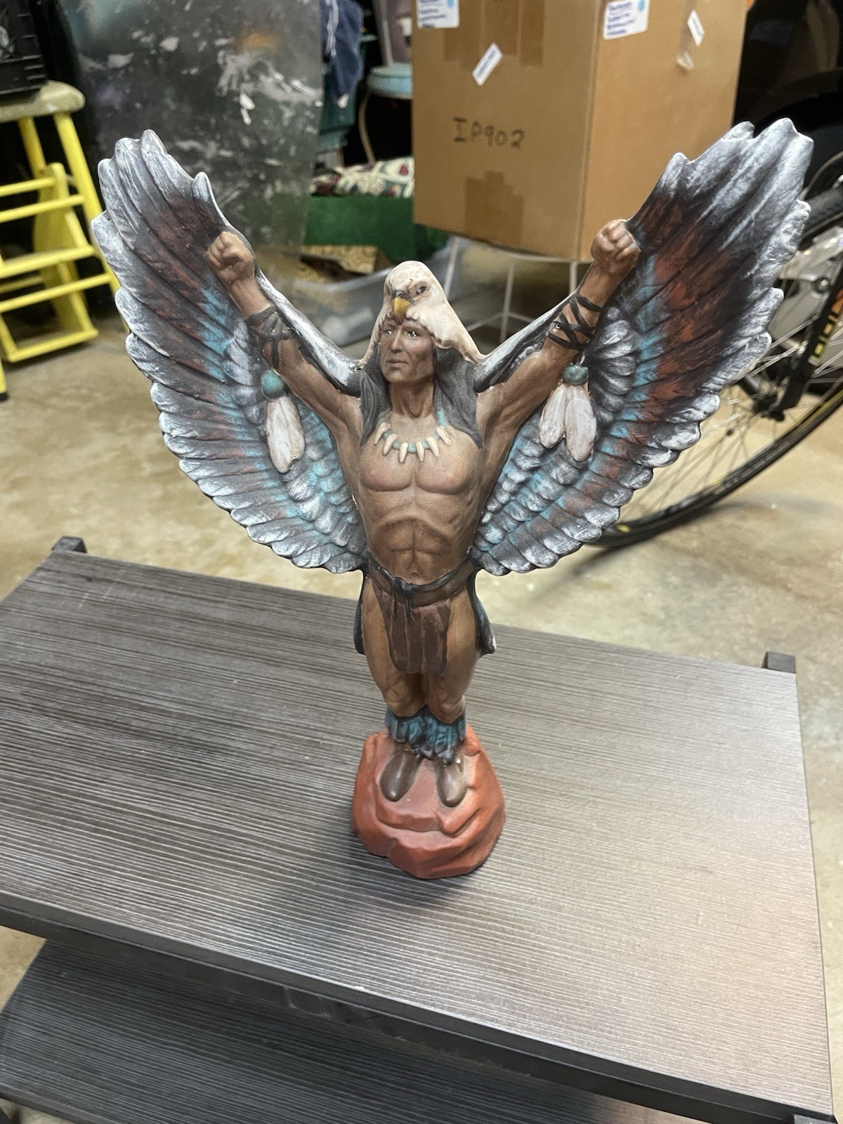 vintage hand-painted ceramic figurine of a Native American eagle dancer vintage hand-painted ceramic figurine of a Native American eagle dancer