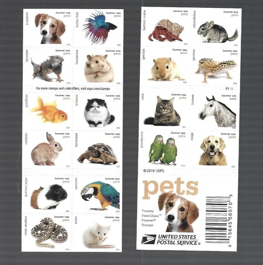 2016 Pets Forever Scott#5106-5125,5 Booklets (100 Pcs Total) MNH 2016 Pets Forever Scott#5106-5125,5 Booklets (100 Pcs Total) MNH