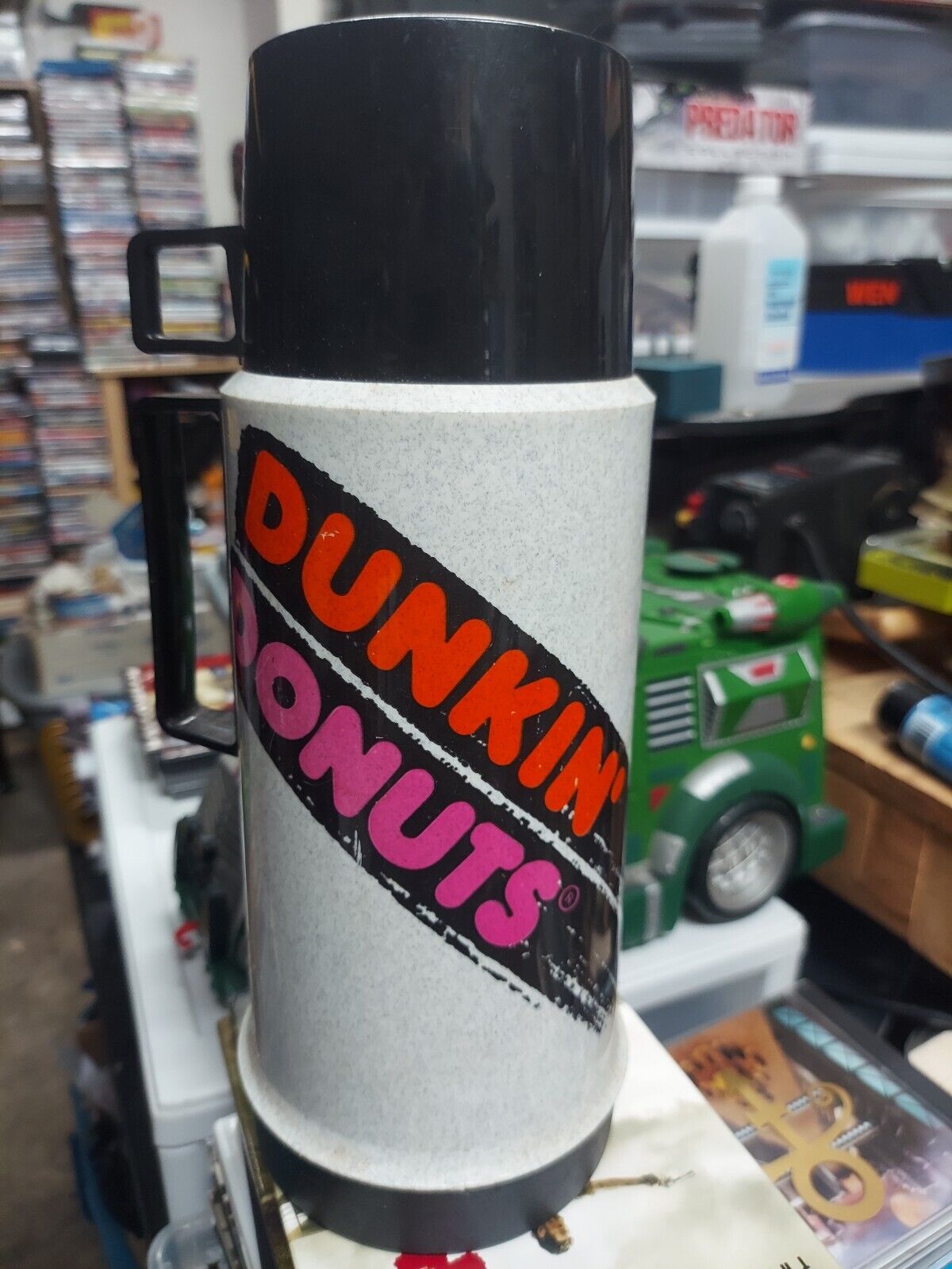 Vintage Dunkin Donuts Large Travel Thermos 90's retro love Decor Movie Prop