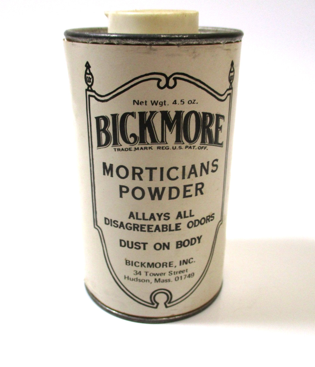 Vintage Bickmore Morticians Powder Tin Hudson MA 4.5 oz Funeral Mortuary