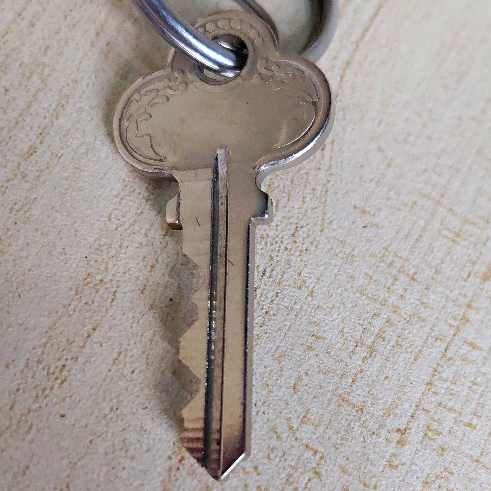 Vintage Metal Key on Keyring - Vintage Metal Key on Keyring -