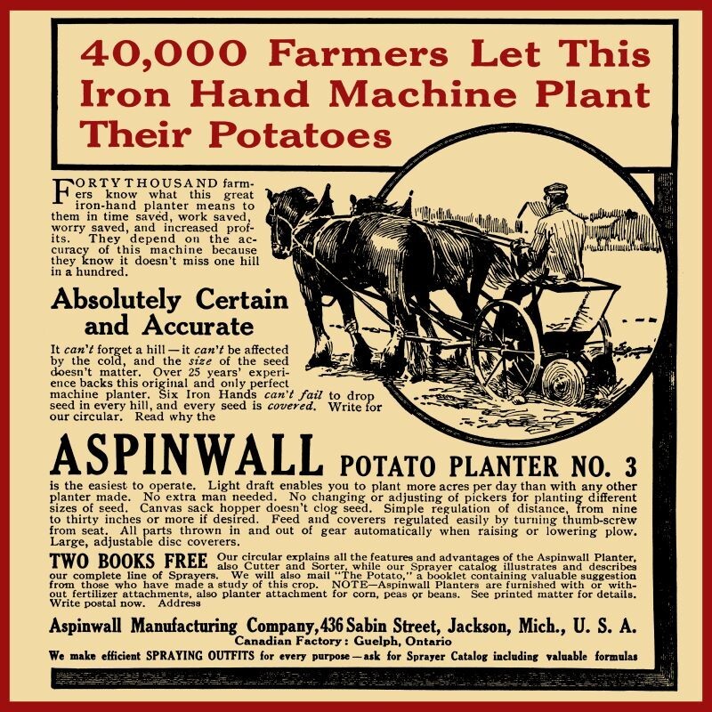 1911 Aspinwall Potato Planter NEW Metal Sign 28\ 1911 Aspinwall Potato Planter NEW Metal Sign 28\