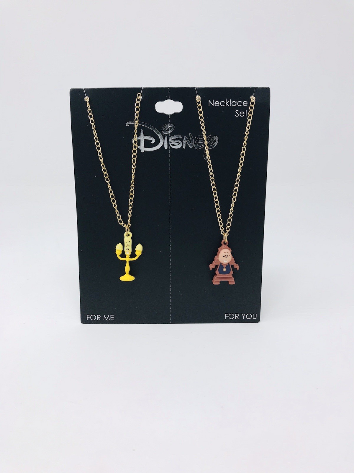 Disney Beauty and the Beast Cogsworth and Lumiere Friendship Necklace Set NEW Disney Beauty and the Beast Cogsworth and Lumiere Friendship Necklace Set NEW