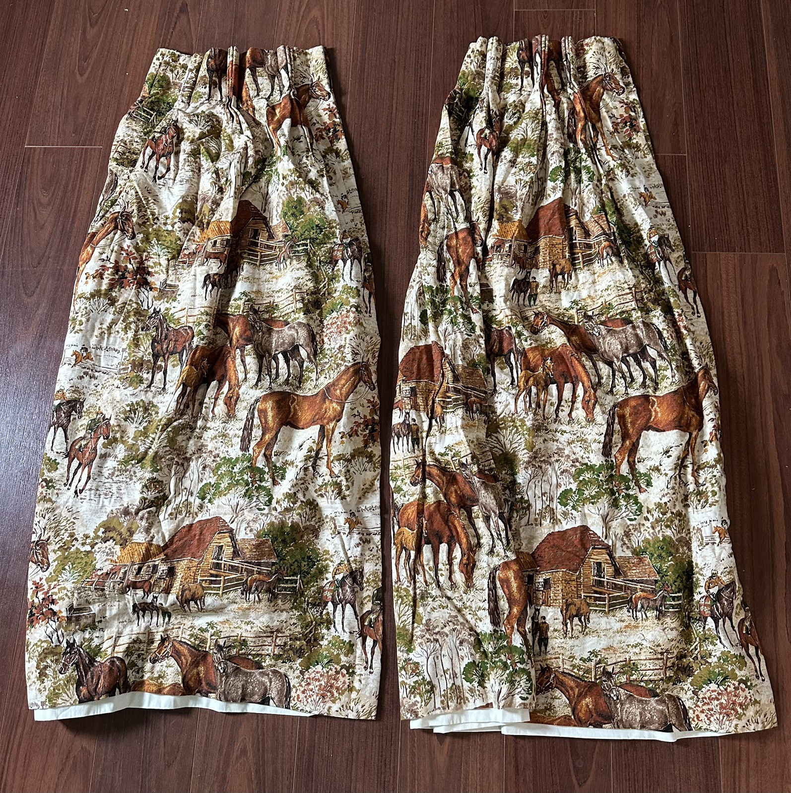 Vtg 1978 Riverdale Ranch Riders Curtain Panels Pair 23x48 Retro Equestrian Vtg 1978 Riverdale Ranch Riders Curtain Panels Pair 23x48 Retro Equestrian