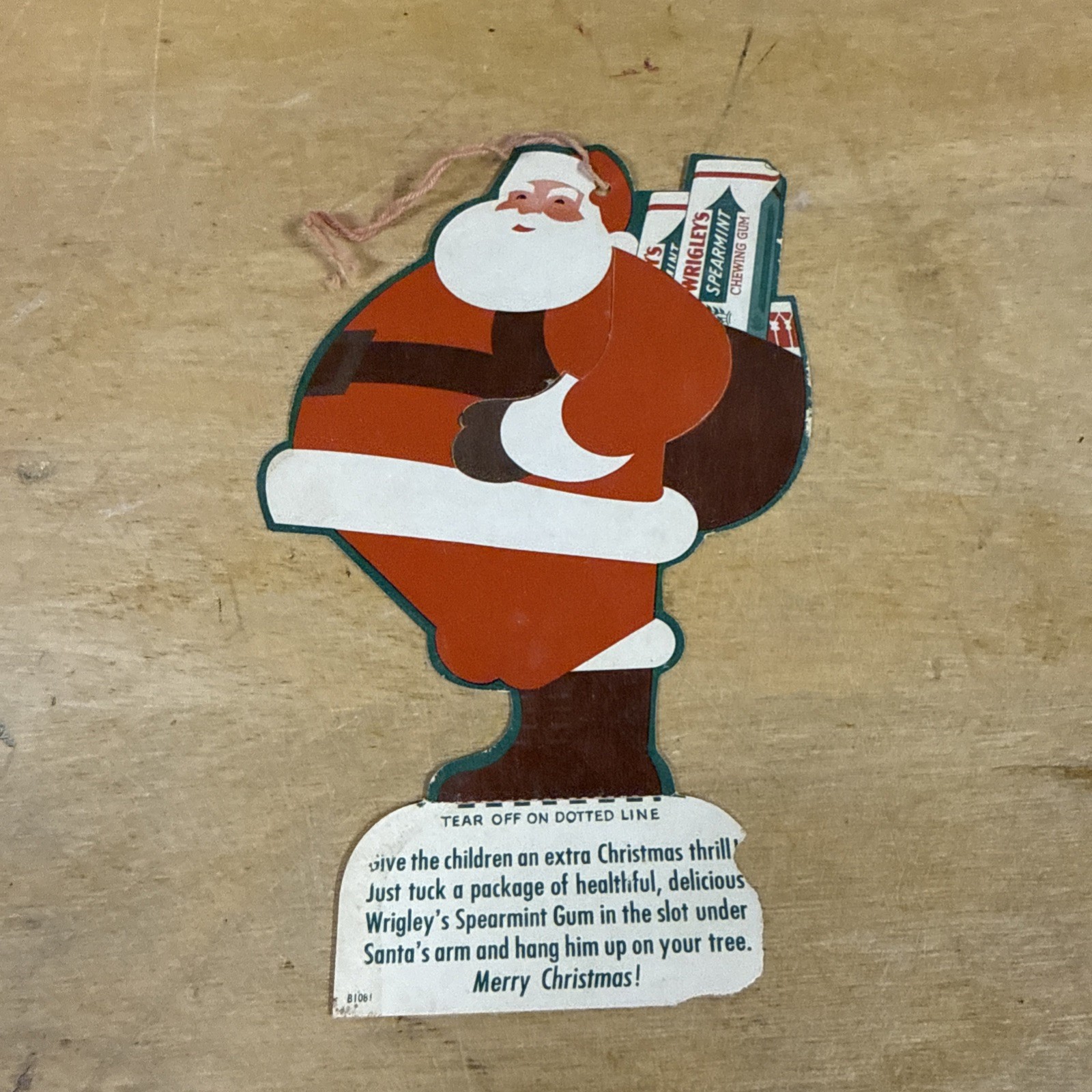 VTG Wrigley's GUM Advertising CHRISTMAS Tree Ornament NOVELTY Santa CLAUS~