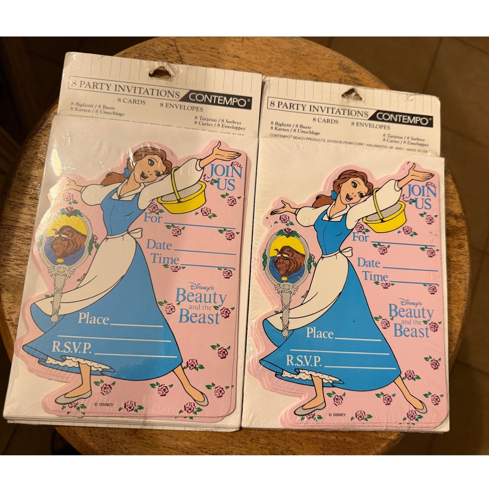 NOS Vintage Disney Beauty and the Beast Belle Party Invitations Set of 2 NOS Vintage Disney Beauty and the Beast Belle Party Invitations Set of 2