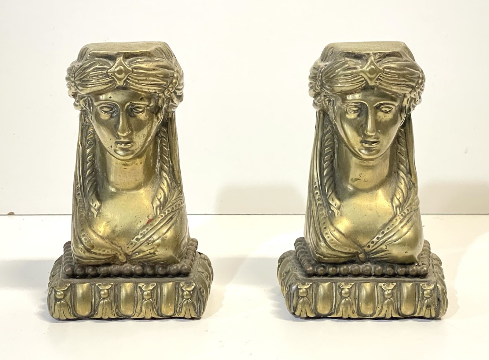 Antique French Empire Bronze Head Mounts Bookends Antique French Empire Bronze Head Mounts Bookends