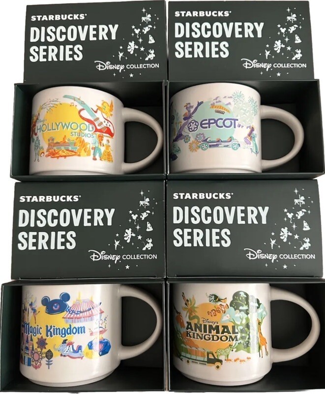 4 Disney Starbucks 14 oz Mugs Discovery - Epcot, Magic Animal Kingdom & HS 4 Disney Starbucks 14 oz Mugs Discovery - Epcot, Magic Animal Kingdom & HS