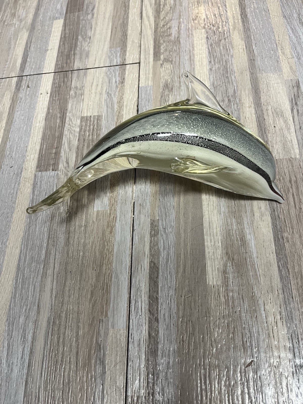Glass Dolphin Figurine Handmade Clear And White Home Decor Paperweight Figure Glass Dolphin Figurine Handmade Clear And White Home Decor Paperweight Figure