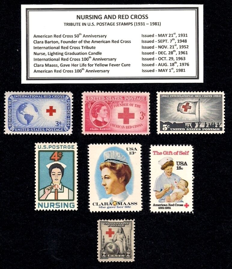 1931 - 1981 NURSING and RED CROSS  Complete Vintage Mint U.S. Stamp Set